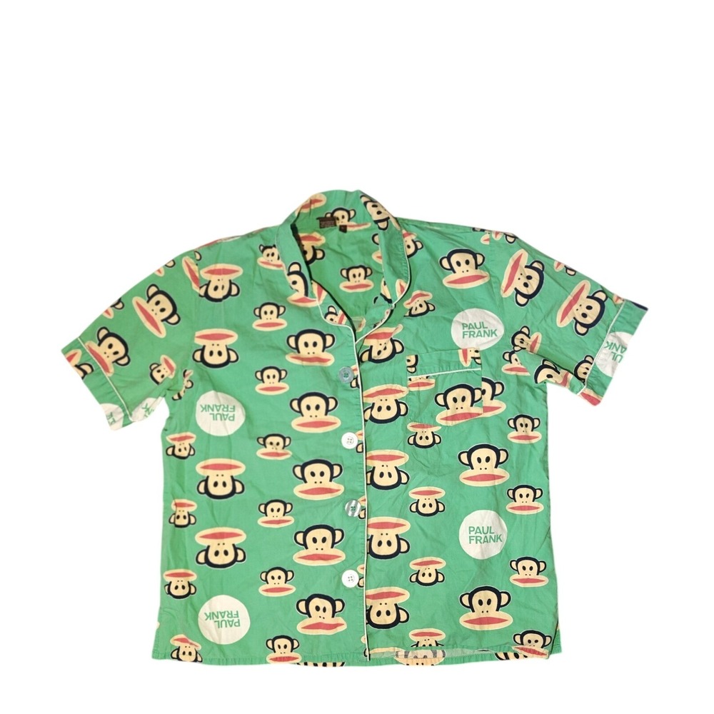 Paul Frank Kids Julius Monkey Green Pajama Shirt Top Loungewear Size‎ L